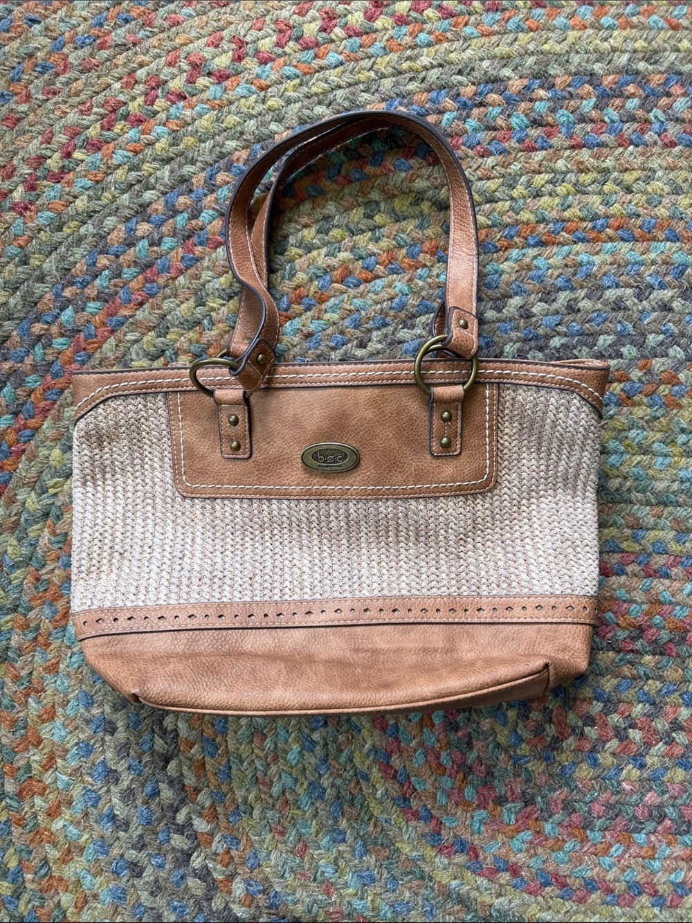 b.o.c. Callahan Straw Panel‎ Tote Bag Purse